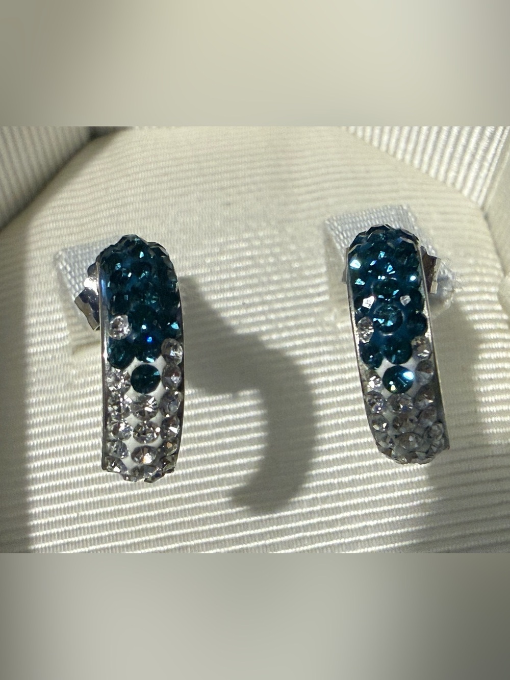 925 Sterling Teal Genuine Stones  Hoop Earrings - Women's Jewelry